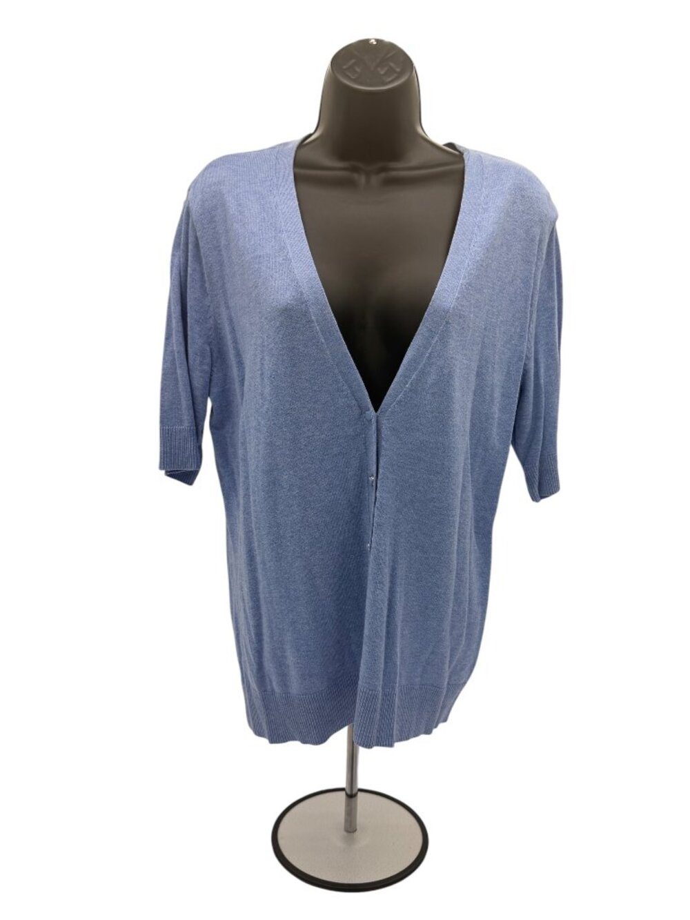 NWT. New York & Co. XL blue Half-Sleeve V-neck Button-up Sweater